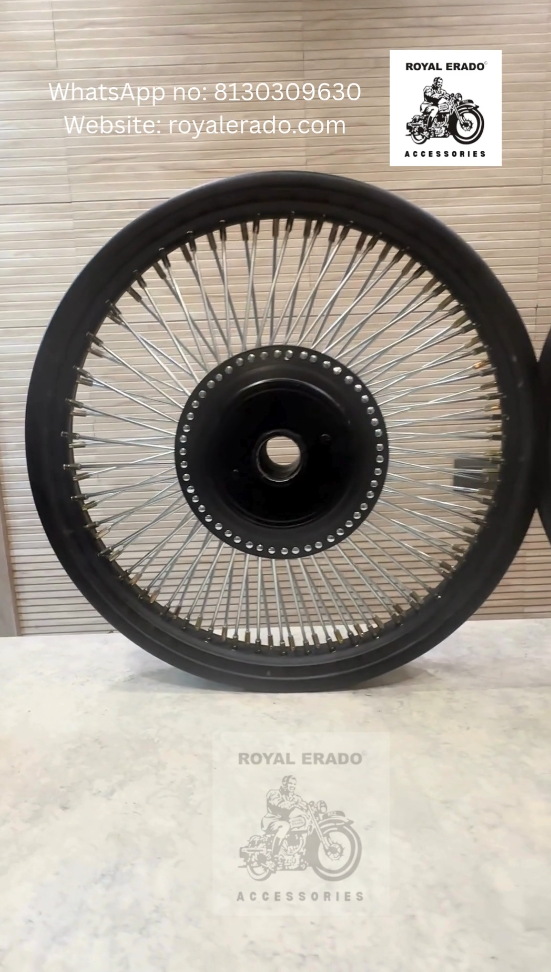 100 spoke wheel rim Black and Chrome for royal enfield classic electra standard thunderbird.
