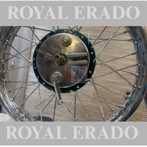 Royal enfield vintage g2 1962 old model bullet 350 standard cycle hub wheel rim assembly with all spare parts assembled direct fit with black hub not green