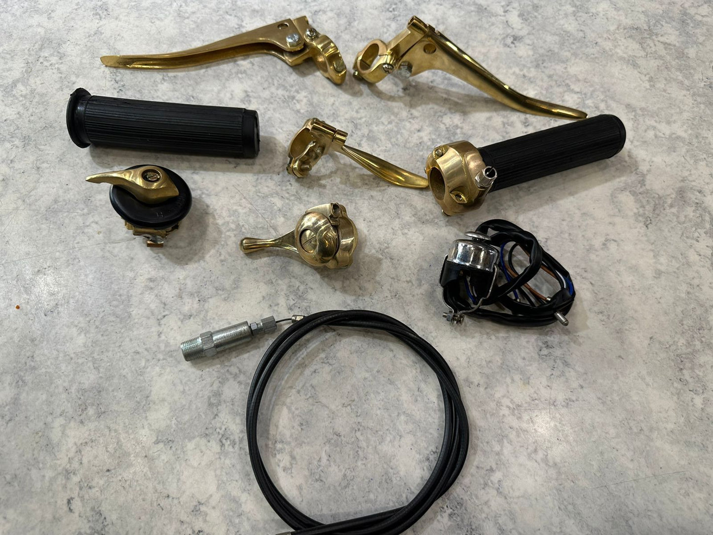 Brand New Vintage ROYAL ENFIELD Bullet Early Models handle grip , choke lever & cable , decompressor lever , clutch & brake lever , head light switch , horn dipper switch