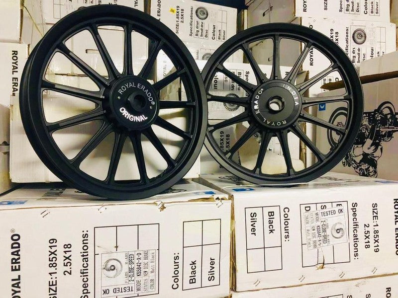 13 Spokes FULL BLACK Alloy Wheel set for classic single disc