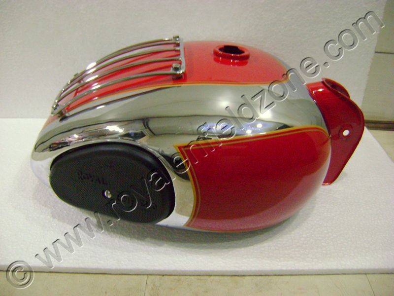 20 TO 22 LITRES RED (CAN BE PAINTED ACCORDING TO YOUR BIKE )TANK FOR ROYAL ENFIELD WITH CHROME GRILL & RUBBER KNEE PAD