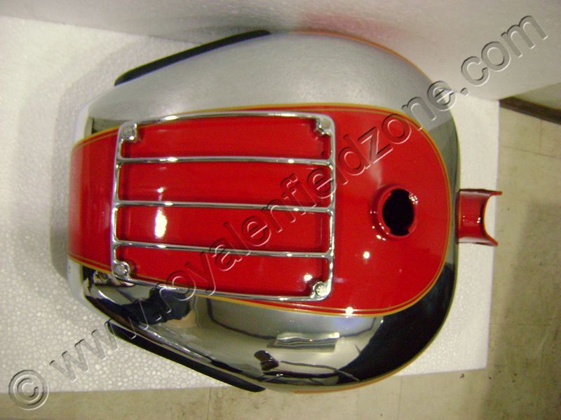 20 TO 22 LITRES RED (CAN BE PAINTED ACCORDING TO YOUR BIKE )TANK FOR ROYAL ENFIELD WITH CHROME GRILL & RUBBER KNEE PAD