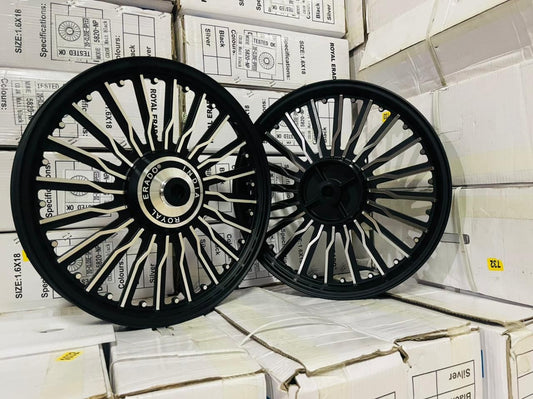 ROYAL ERADO 20 spoke Alloy Wheel Set BIG drum brake | For Splendor I3S N SPLENDOR PLUS N SPLENDOR PRO, Passion PRO & PLUS, CD Deluxe, CD Dawn from 2018 MODELS & Super Splendor & Glamour