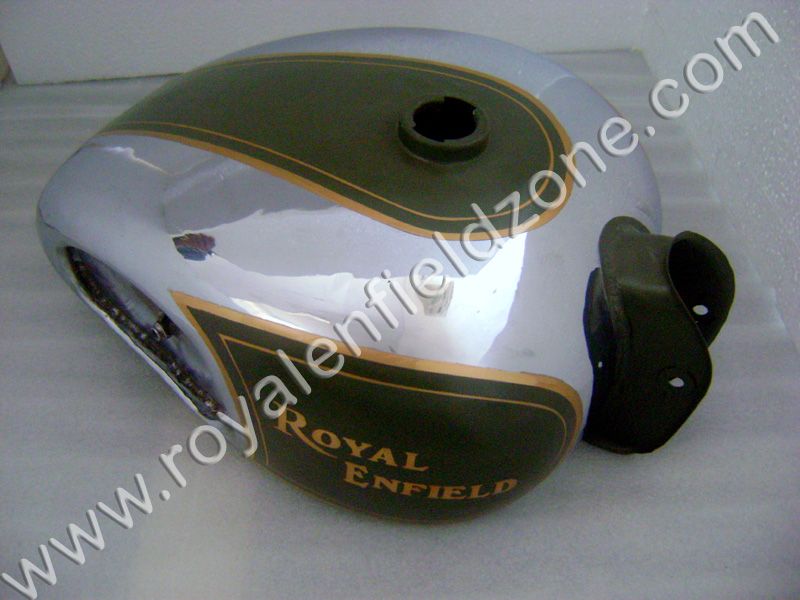 20 TO 22 LITRES MILITARY GREEN PAINTED TANK (CAN BE PAINTED ACCORDING TO YOUR BIKE ) FOR ROYAL ENFIELD WITH RUBBER KNEE PAD