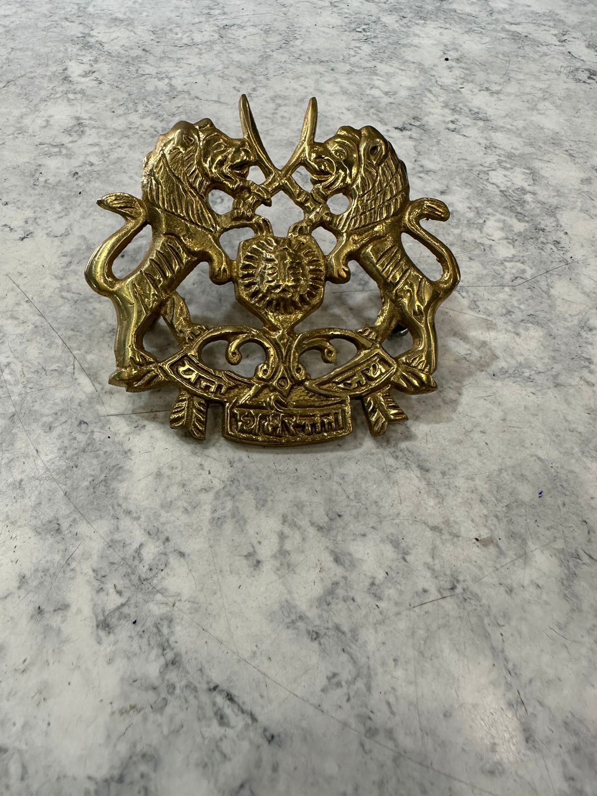 BRASS DOUBLE LION ASHOK MONOGRAM FOR CAR & ALL BIKES ROYAL ENFIELD , JAWA , STANDARD , ELECTRA , METEOR , HUNTER , REBORN CLASSIC , ETC