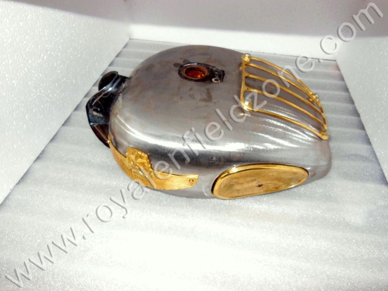 20 to 22 Litres raw tank for Royal Enfield with Brass tank grill & star tank & Star tank Monogram with Brass knee pad