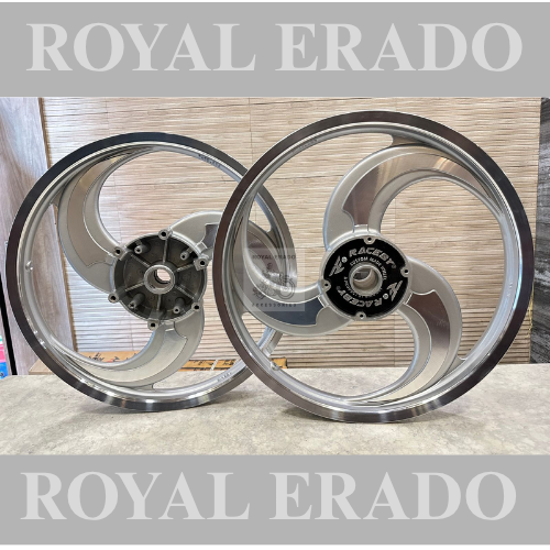 Raceby kingway 3 spoke 3S talwar silver alloy wheel for classic and thunderbird double disc front 19” disc and rear 18” disc