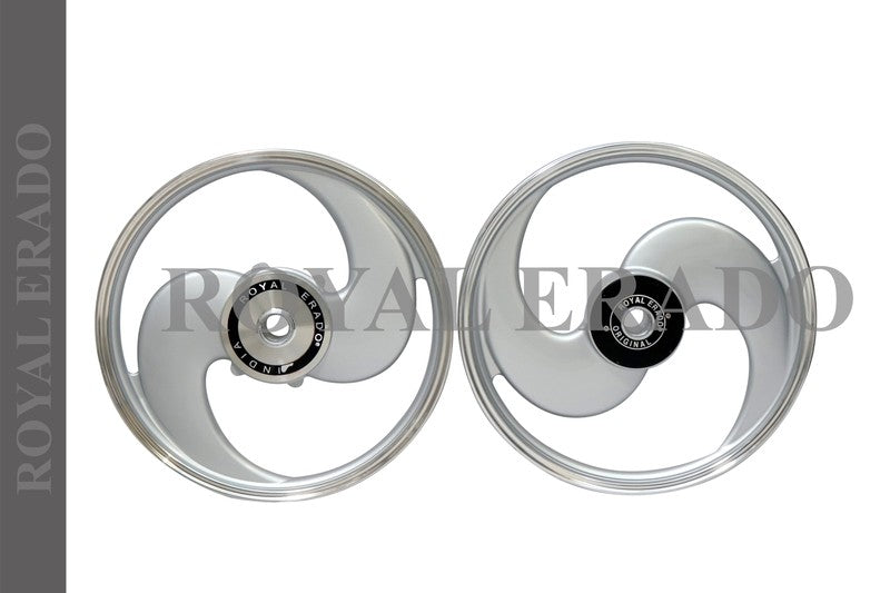 2 SPOKE SILVER Alloy Wheel set For Royal-Enfield standard big drum