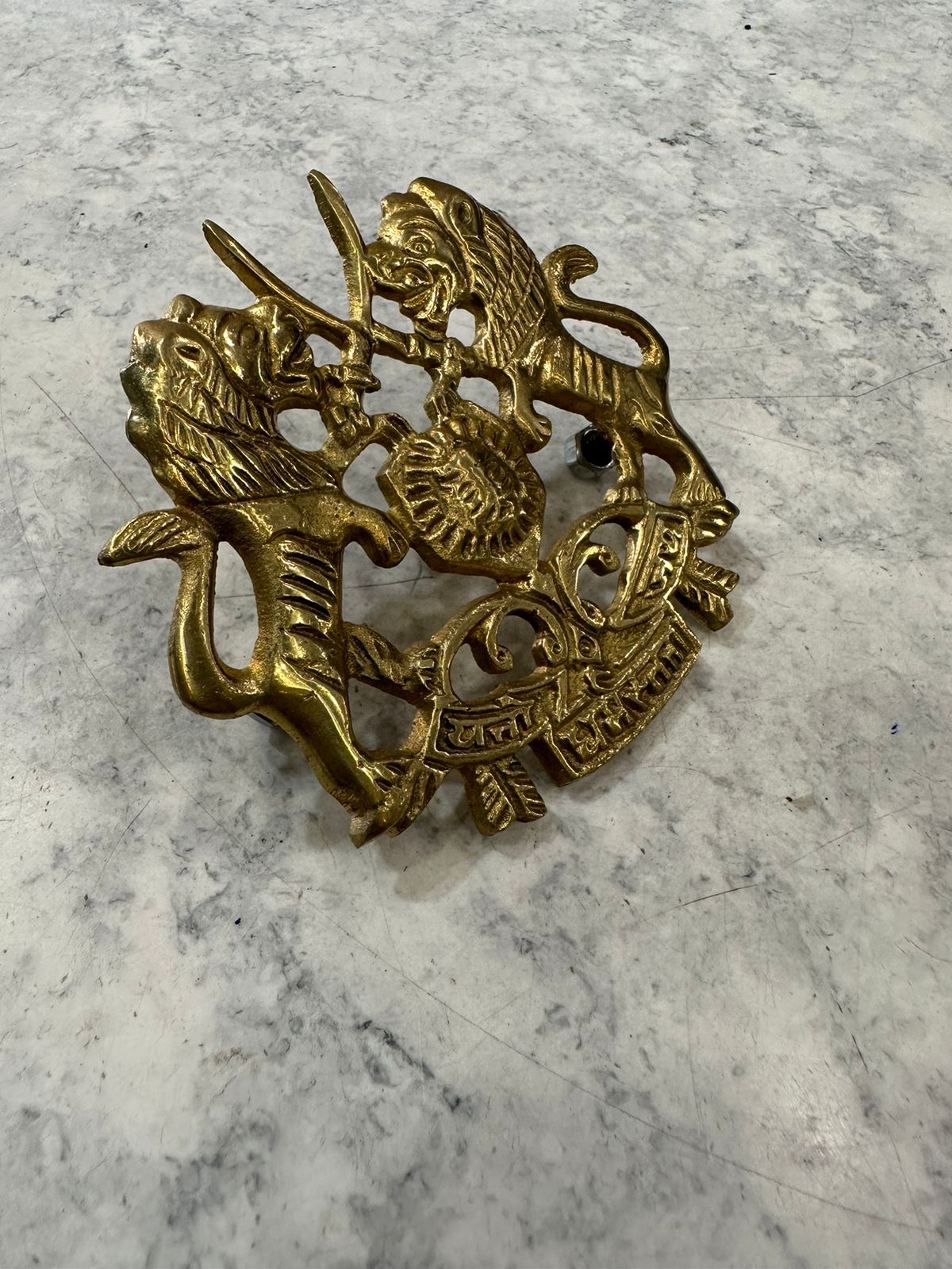 BRASS DOUBLE LION ASHOK MONOGRAM FOR CAR &  ALL BIKES ROYAL ENFIELD , JAWA , STANDARD , ELECTRA , METEOR , HUNTER , REBORN CLASSIC , ETC