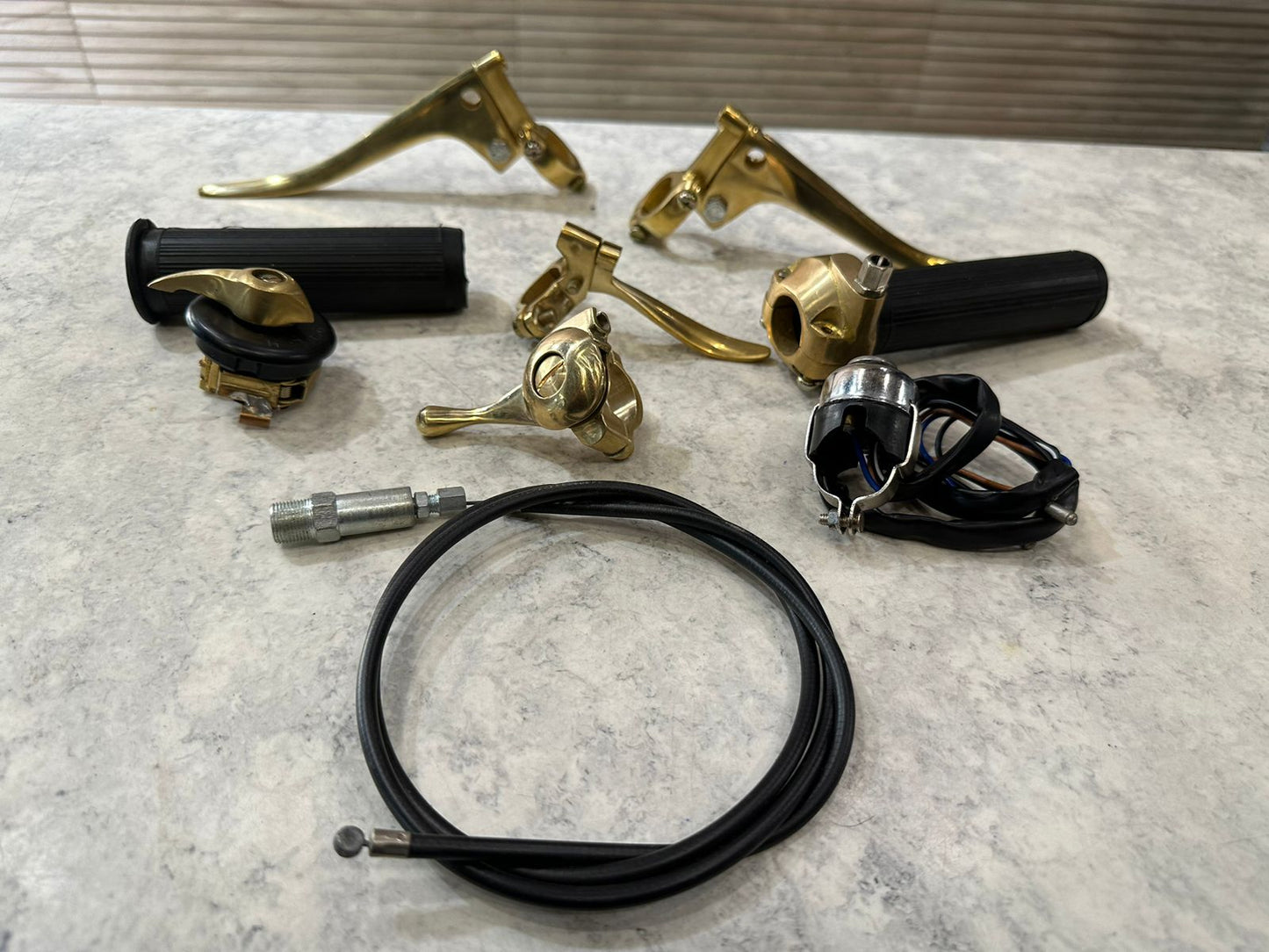 Brand New Vintage ROYAL ENFIELD Bullet Early Models handle grip , choke lever & cable , decompressor lever , clutch & brake lever , head light switch , horn dipper switch