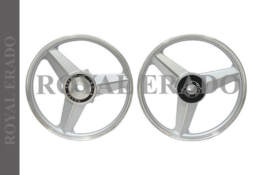 DIAMOND MERCEDES Silver Alloy Wheel set For Royal-Enfield standard big drum