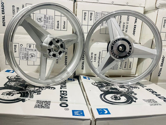 ROYAL ERADO NEW STAR DIAMOND MERCEDES SILVER Alloy Wheel set for classic single disc