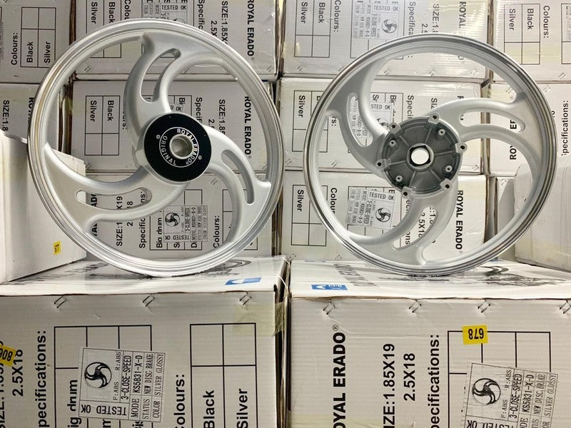 3 Spokes silver Alloy Wheel for STANDARD ABS Royal-Enfield Bullet X 350CC, Electra, Thunderbird 2010 model