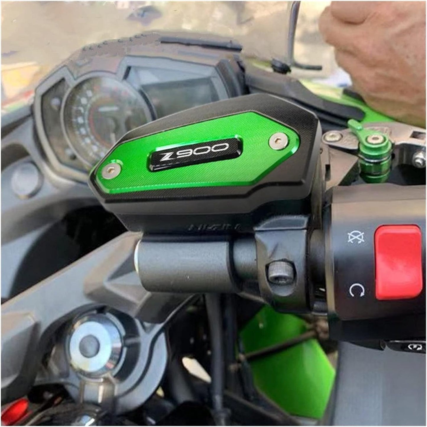 CNC Front Brake Fluid Cylinder Master Reservoir Cover Cap With Z Logo For Kawasaki Z900 (Green)