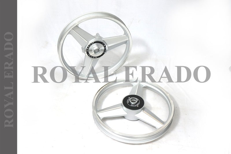 DIAMOND MERCEDES Silver Alloy Wheel set For Royal-Enfield standard big drum