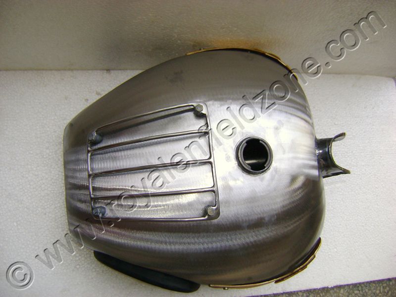 20 TO 22 LITRES RAW TANK FOR ROYAL ENFIELD WITH TANK GRILL & BRASS TANK MONOGRAM & RUBBER KNEE PADS