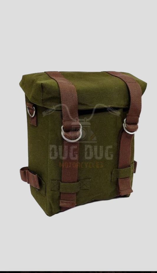 Canvas Bag Saddle Bag for Royal Enfield Super Meteor 650 / METEOR 350 / CLASSIC REBORN / CLASSIC OLD – ARMY GREEN -1 PEACE