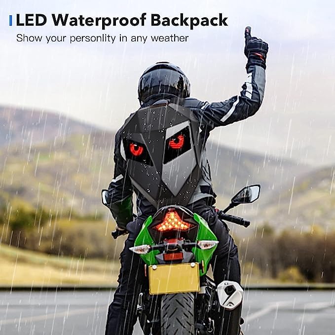 LED Backpack HELMET Bag Motorcycle Riding Backpack, Hard Shell Travel Bag LED Motorbike Luggage Bags High-Capacity Helmet