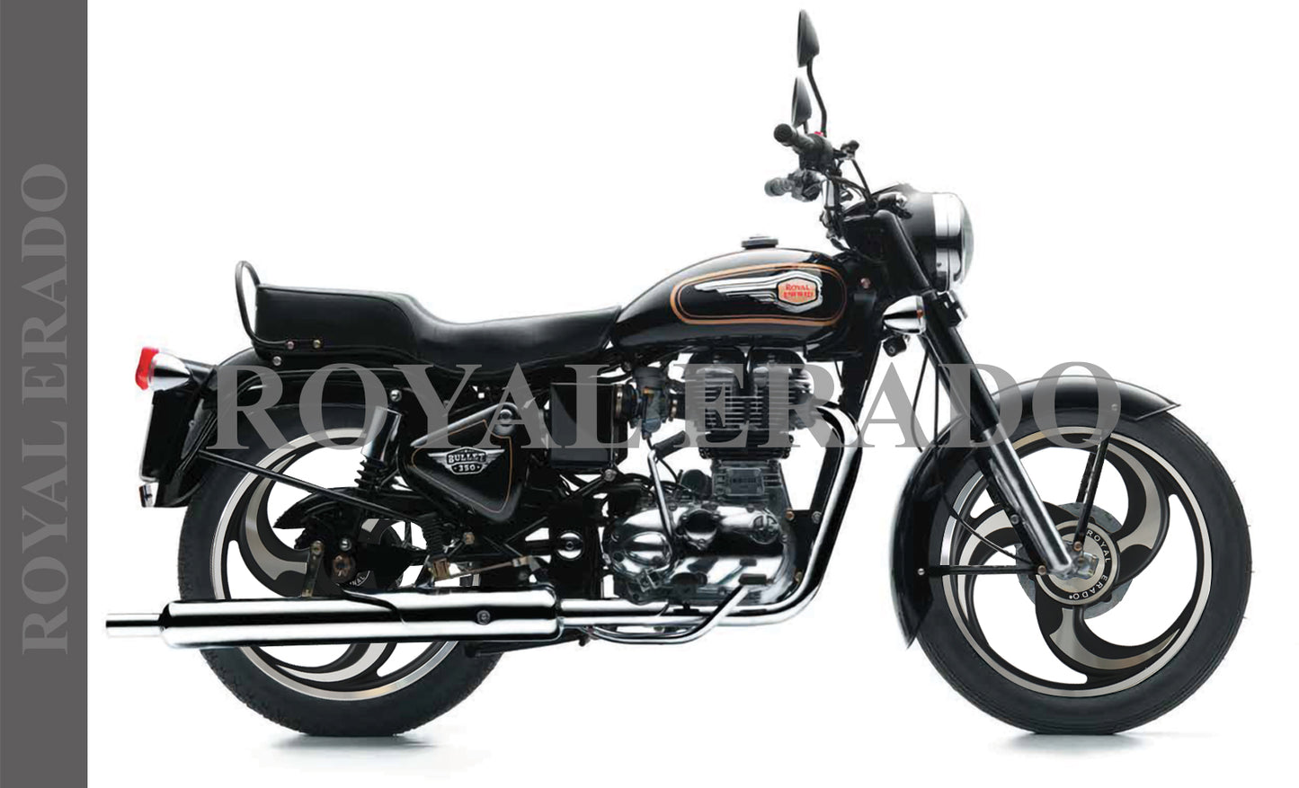 3 Spokes TALWAR BLACK  Alloy Wheel for STANDARD ABS Royal-Enfield Bullet X 350CC, Electra, Thunderbird 2010 model