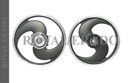 2 Spokes black Alloy Wheel set for classic single disc