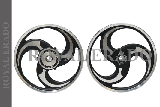 3 Spokes TALWAR BLACK Alloy Wheel set for classic single disc
