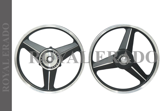 DIAMOND MERCEDES BLACK Alloy Wheel for STANDARD ABS Royal-Enfield Bullet X 350CC, Electra, Thunderbird 2010 model