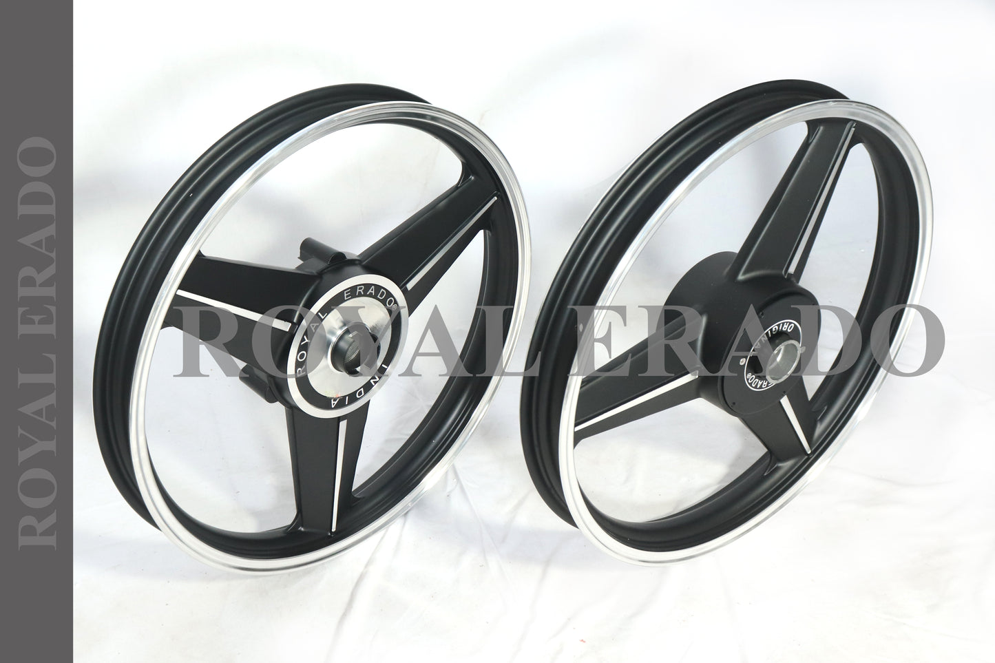 ROYAL ERADO DIAMOND MERCEDES BLACK Alloy Wheel for STANDARD ABS Royal-Enfield Bullet X 350CC, Electra, Thunderbird 2010 model