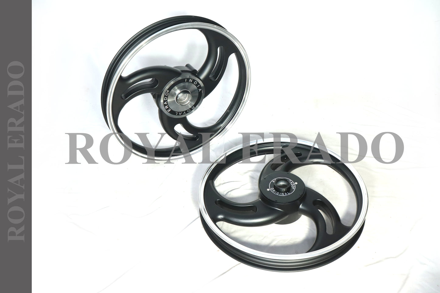 ROYAL ERADO 3 Spokes BLACK Alloy Wheel for STANDARD ABS Royal-Enfield Bullet X 350CC, Electra, Thunderbird 2010 model