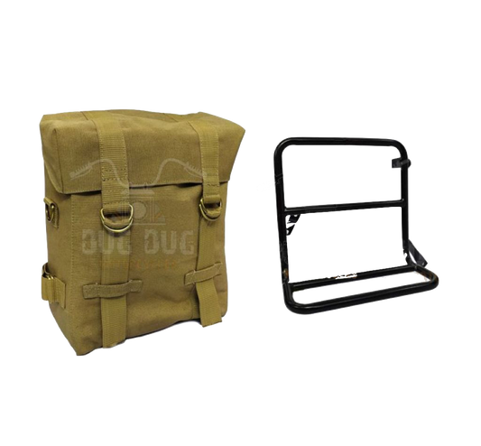 Canvas Bags and Saddle Stay RIGHT SIDE for Royal Enfield Super Meteor 650 / METEOR 350 / / CLASSIC REBORN / CLASSIC OLD   – KHAKI