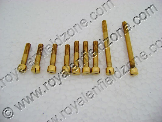BRASS GEAR BOX SCREW KIT 9 PEACES FOR ROYAL ENFIELD OLD MODEL STANDARD & ELECTRA BEFORE 2010 MODEL