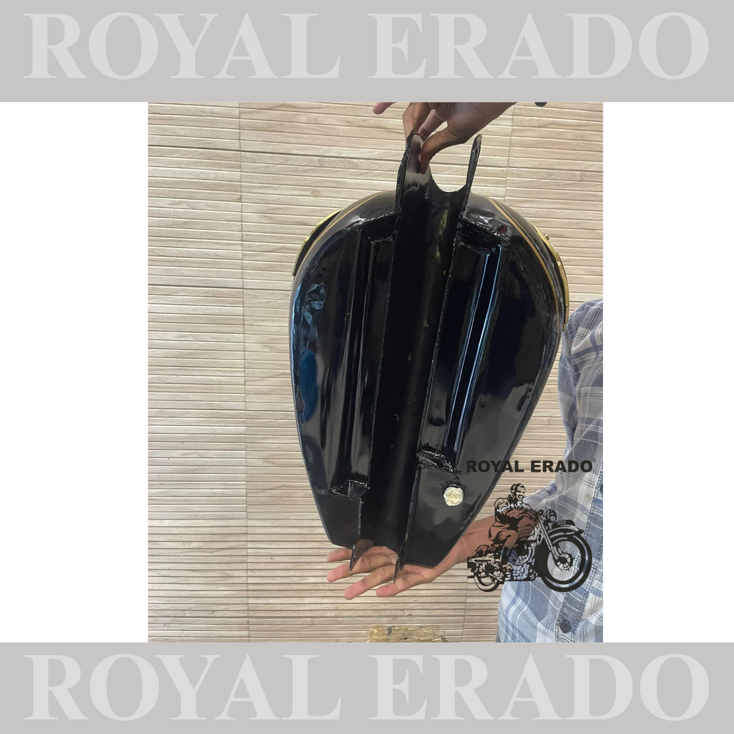 Vintage style tank for royal enfield g2 and old model standard electra in metallic greenwith brass monogram