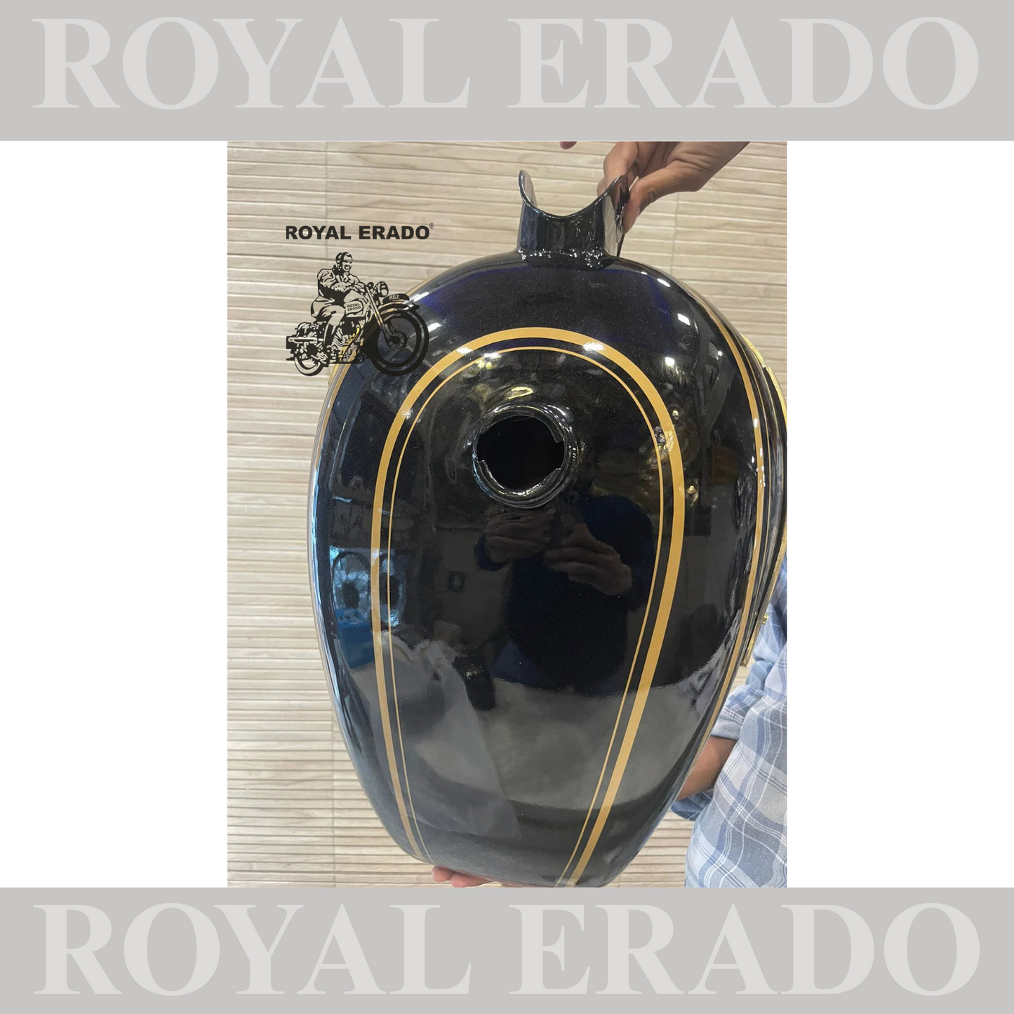 Vintage style tank for royal enfield g2 and old model standard electra in metallic greenwith brass monogram
