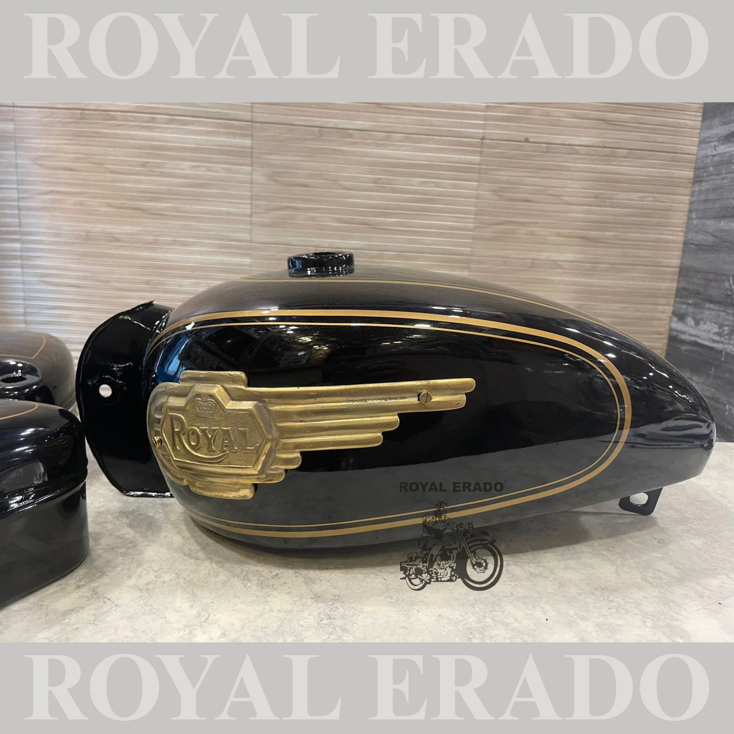 Vintage style tank for royal enfield g2 and old model standard electra in metallic greenwith brass monogram