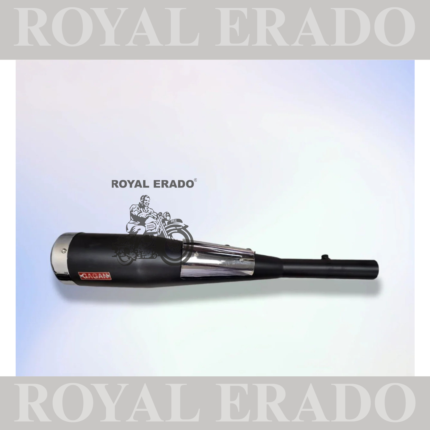COBRA SILENCER EXHAUST BLACK WITH CHROME PLATE FOR ROYAL ENFIELD CLASSIC ELECTRA STANDARD WITH GLASSWOOL