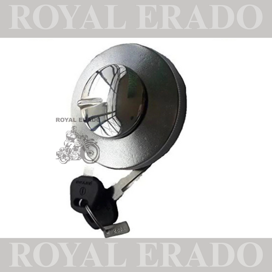 round fuel tank cap with lock in chrome  for royal enfield standard and electra
