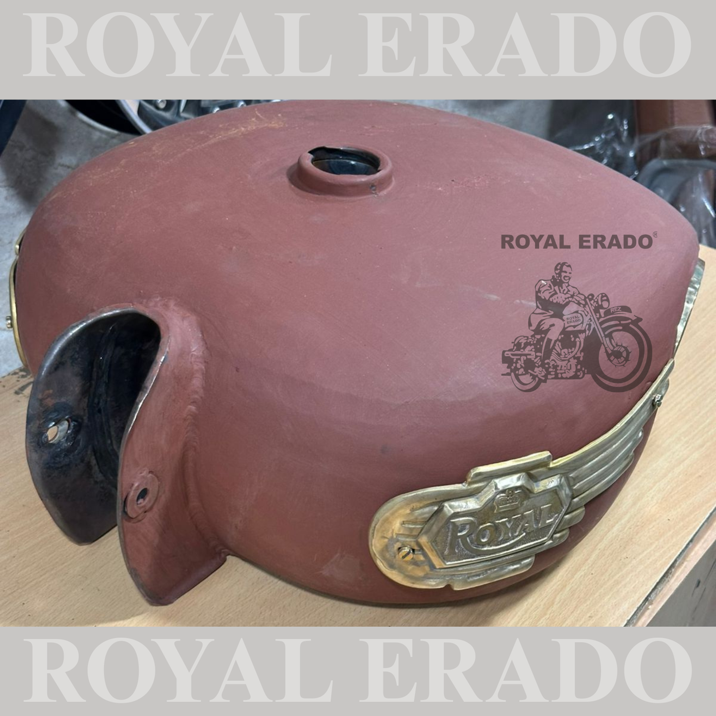 Royal Enfield Classic Electra Standard tank in 18 to 20 liters tank with brass monogram & brass knee pad