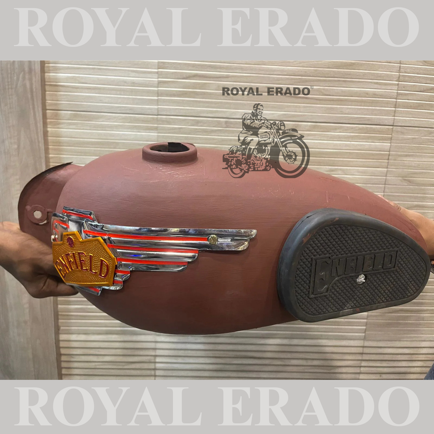 18 to 20 litter tank with vintage enfield tank monogram and knee pad for royal enfield old model g2 standard electra n classic
