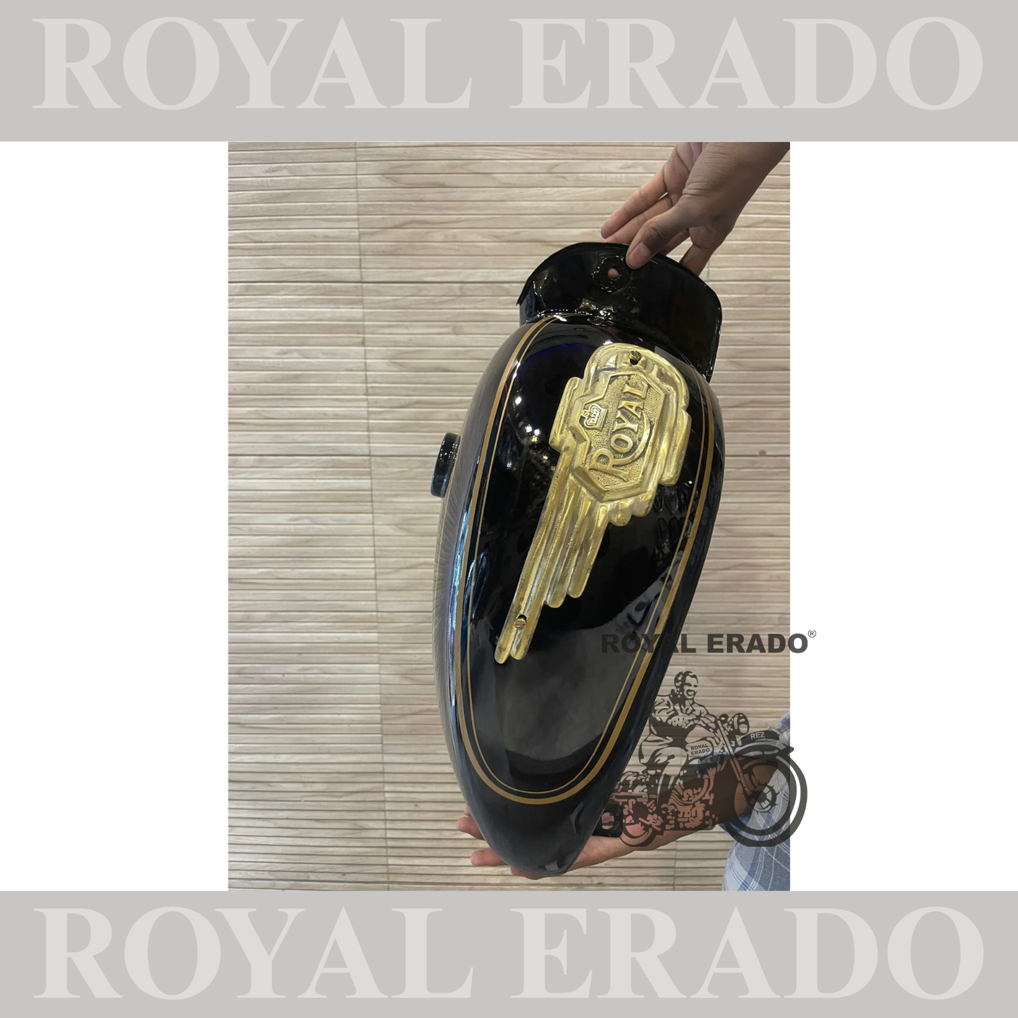 Vintage style tank for royal enfield g2 and old model standard & electra  in black with brass monogram