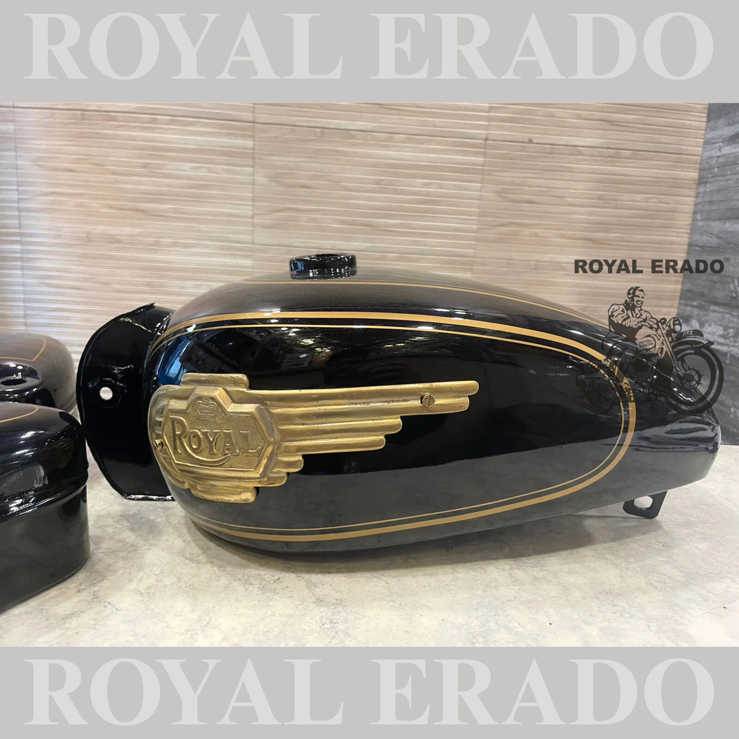 Vintage style tank for royal enfield g2 and old model standard & electra  in black with brass monogram