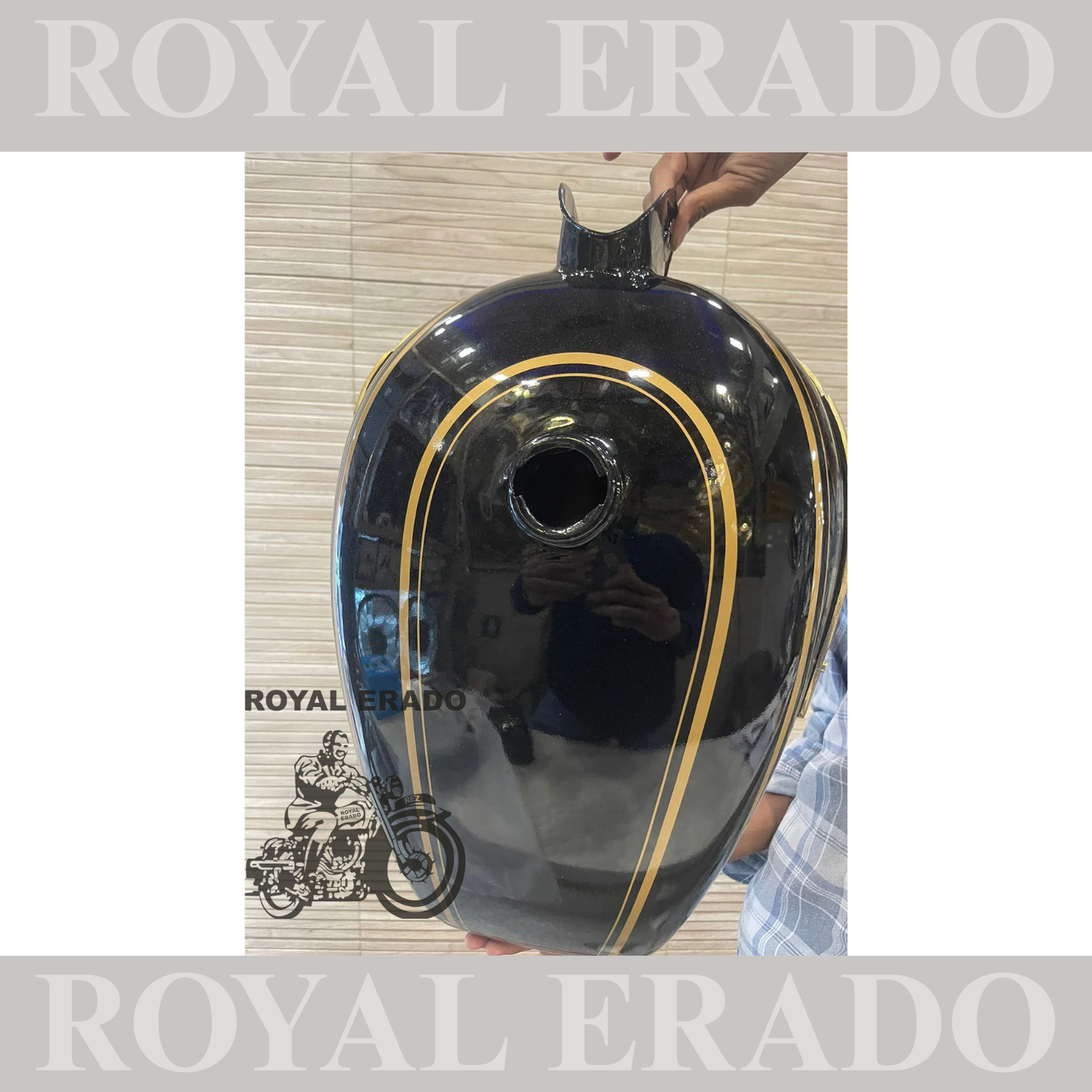 Vintage style tank for royal enfield g2 and old model standard & electra  in black with brass monogram