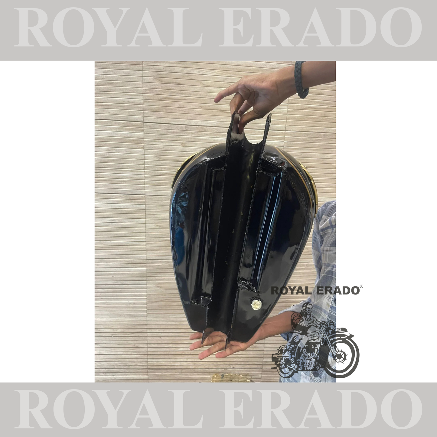 Vintage style tank for royal enfield g2 and old model standard & electra  in black with brass monogram