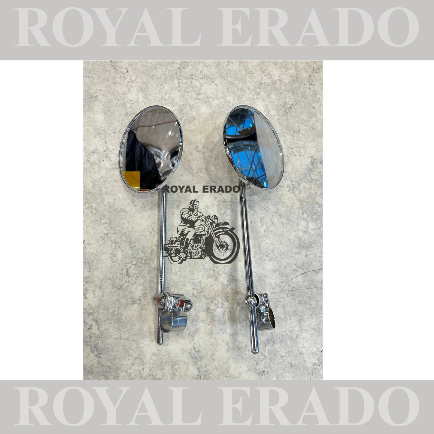 Straight rod mirror handle bar fitting in metal vintage g2 old model style for royal enfield standard electra classic.