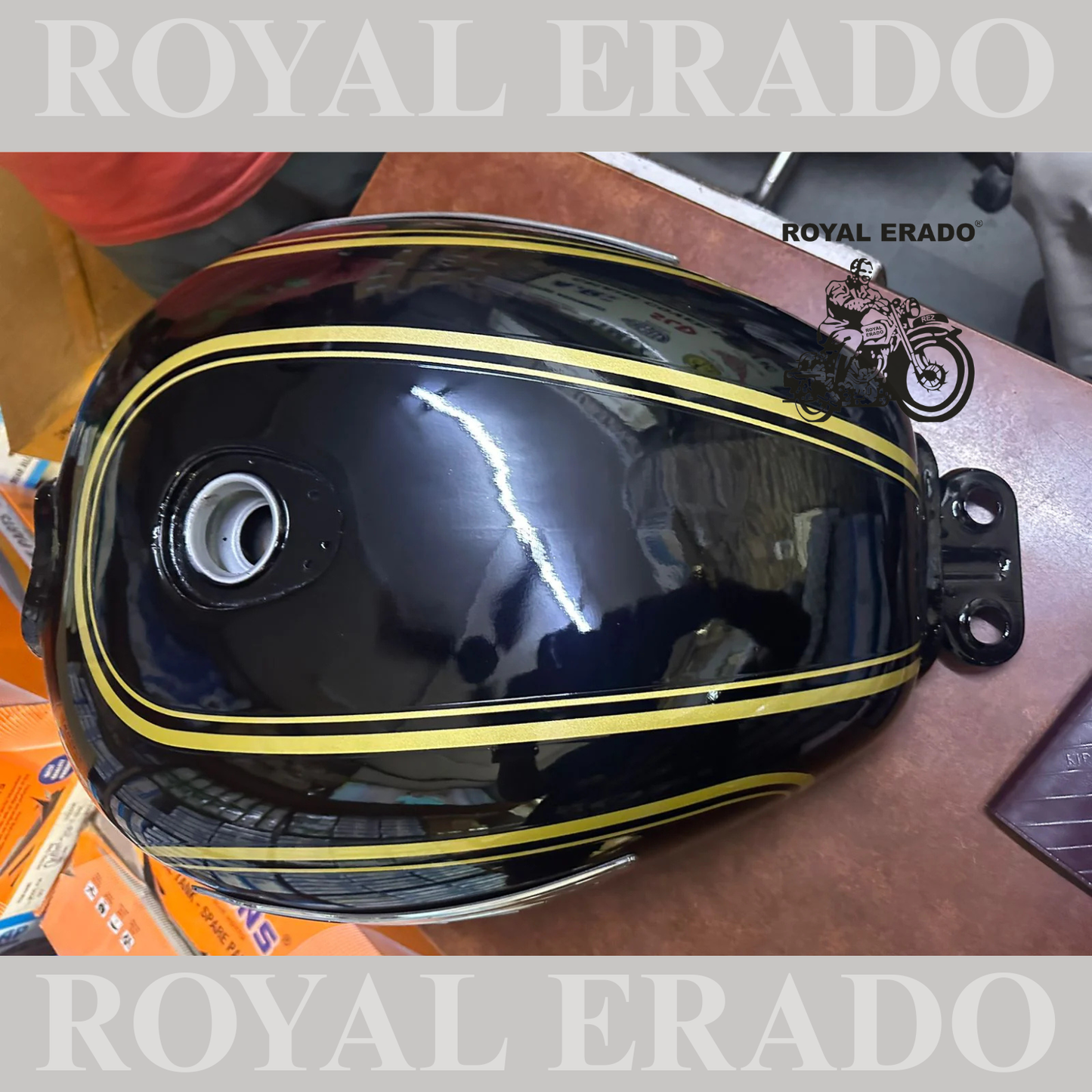 Royal enfield standard tank for bs-3 and bs-4 with linning and sticker.