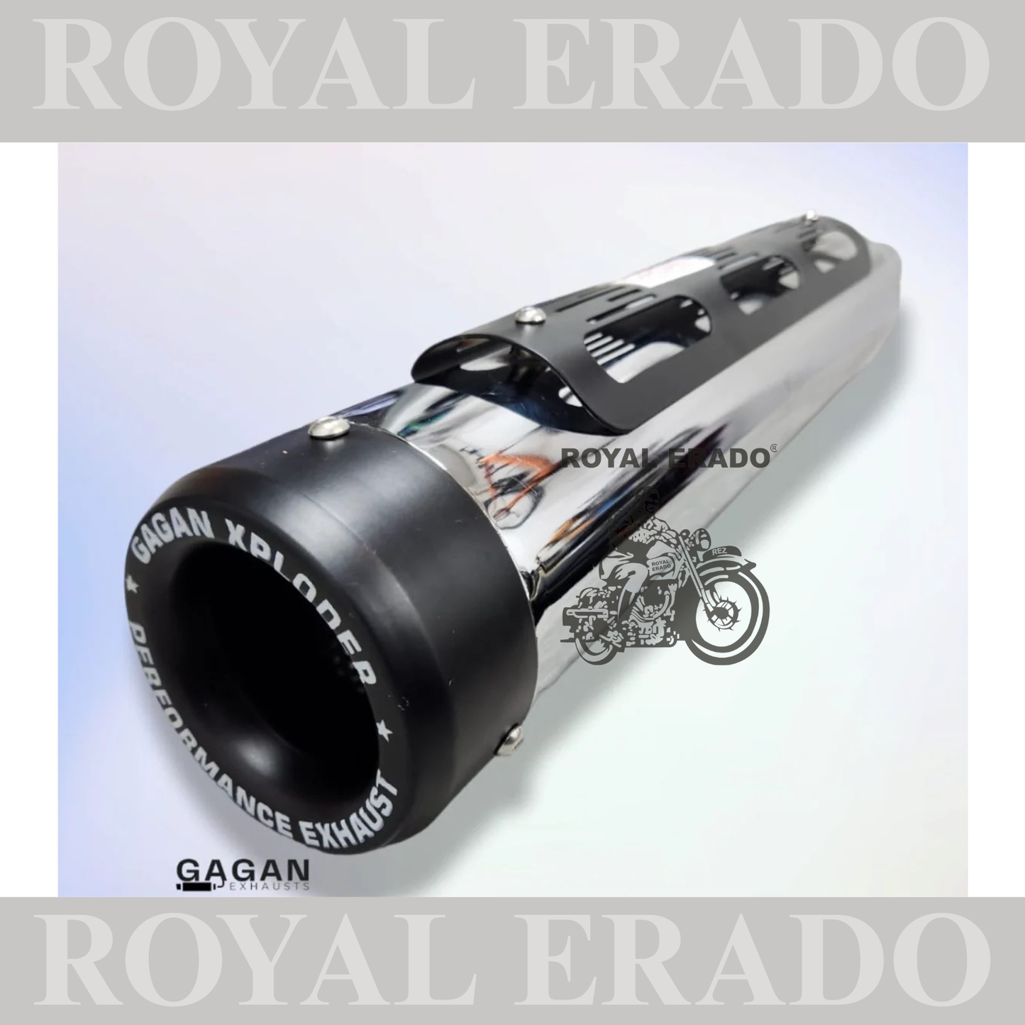 XPLODER SILENCER EXHAUST CHROME FOR ROYAL ENFIELD CLASSIC ELECTRA STANDARD WITH GLASSWOOL