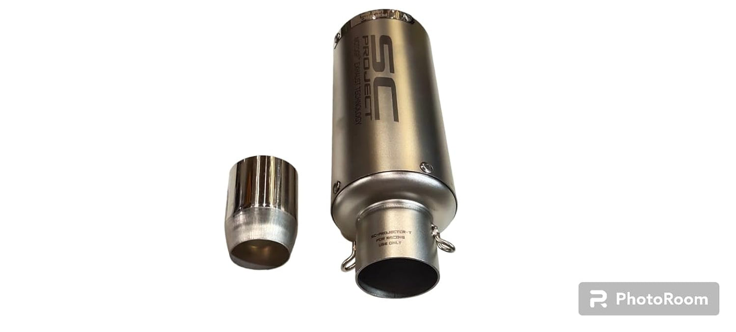 ROYAL ERADO Universal Bike Exhaust SC Project Straight MATT STEEL FINISH For -Universal Modified Fitment Will Fit On Most All Bike(Cylinder Silence)