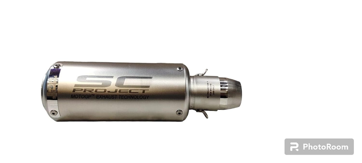 ROYAL ERADO Universal Bike Exhaust SC Project Straight MATT STEEL FINISH For -Universal Modified Fitment Will Fit On Most All Bike(Cylinder Silence)