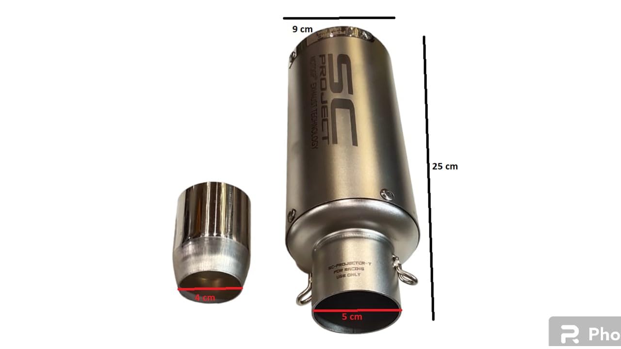ROYAL ERADO Universal Bike Exhaust SC Project Straight MATT STEEL FINISH For -Universal Modified Fitment Will Fit On Most All Bike(Cylinder Silence)