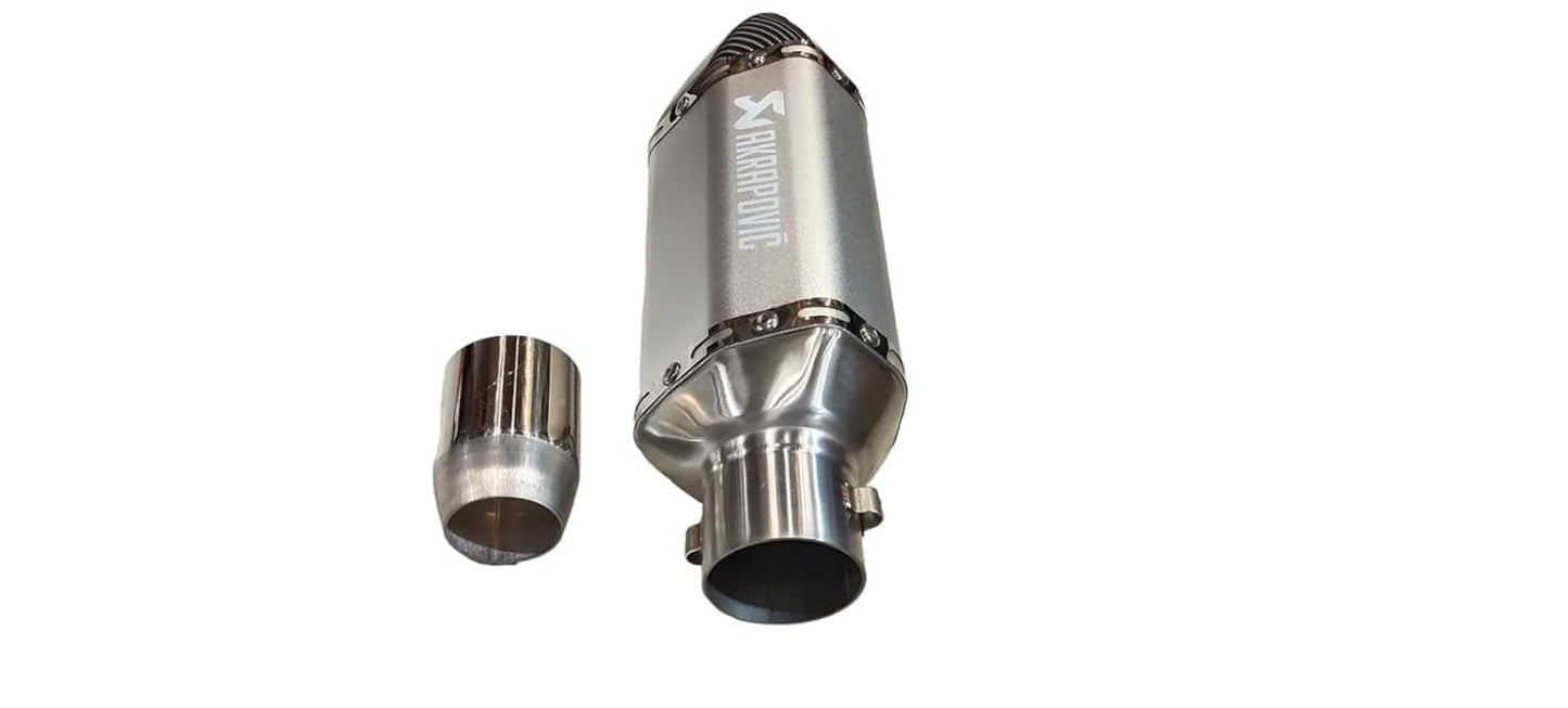 Universal Hexa Cut AKRAPOVIC Muffler Exhaust Pipe Akrapovic Exhaust WID DB Killer Slip On Exhaust Silencer 36-51 mm SILVER WITH CARBON FIBER