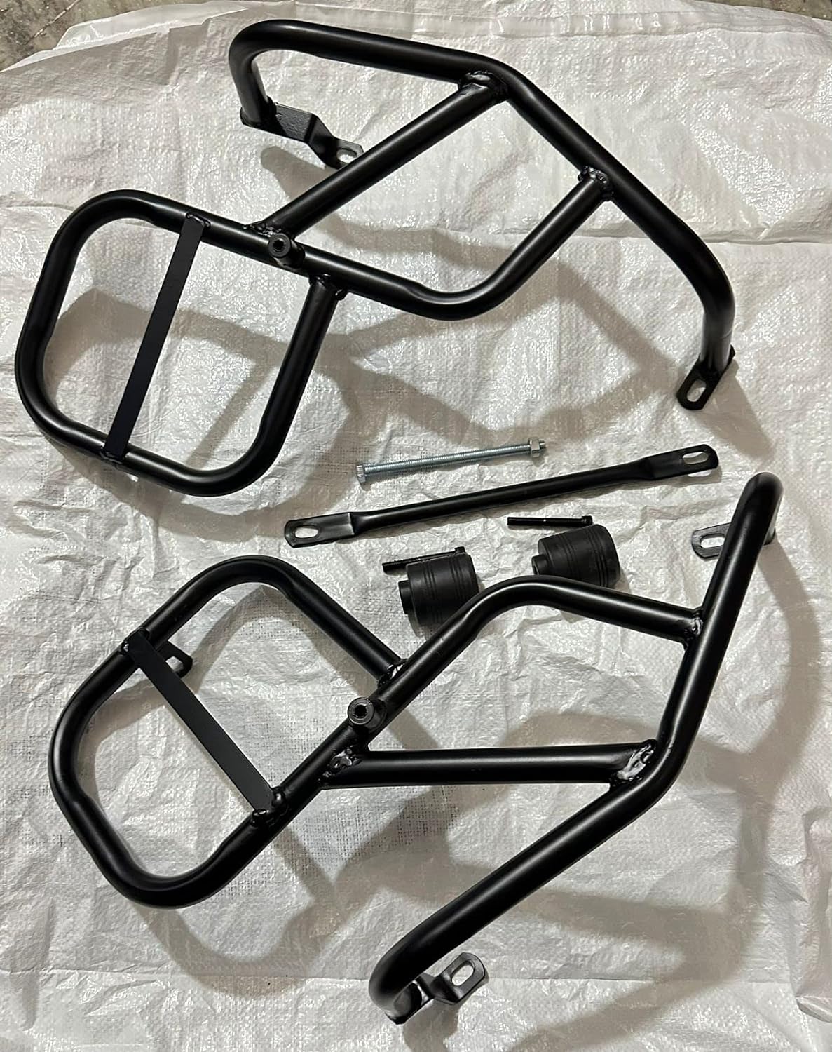 BLACK LEG GAURD / CRASH BAR WITH FRAME SLIDER FOR ROYAL ENFIELD HUNTER 350