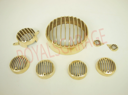 BRASS HEAD LIGHTB GRILL SET FOR ROYAL ENFIELD CLASSIC ( WON'T FIT TO REBORN )